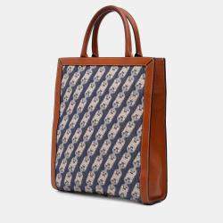 Pre Owned Celine Blue Small Triomphe Canvas Maillon Vertical Cabas Satchel