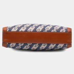 Pre Owned Celine Blue Small Triomphe Canvas Maillon Vertical Cabas Satchel