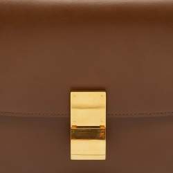 Pre Owned Celine Brown Leather Medium Classic Box Shoulder Bag