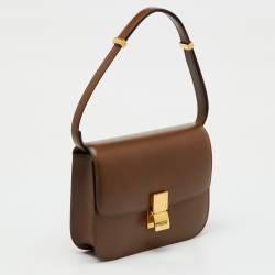 Pre Owned Celine Brown Leather Medium Classic Box Shoulder Bag