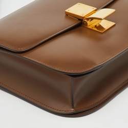 Pre Owned Celine Brown Leather Medium Classic Box Shoulder Bag