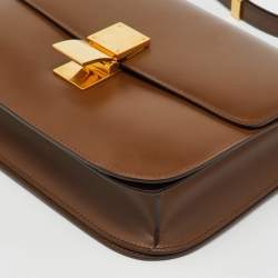 Pre Owned Celine Brown Leather Medium Classic Box Shoulder Bag