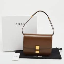 Pre Owned Celine Brown Leather Medium Classic Box Shoulder Bag