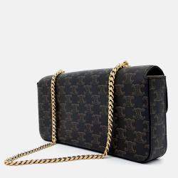 Pre Owned Celine Brown Coated Canvas Triumph Chain Shoulder Bag