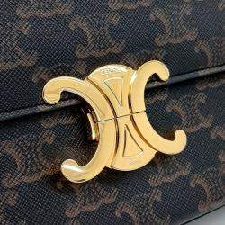 Pre Owned Celine Brown Coated Canvas Triumph Chain Shoulder Bag