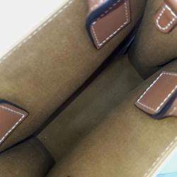 Pre Owned Celine Brown Cream Coated canvas Triumph Cabas Vertical Mini bag