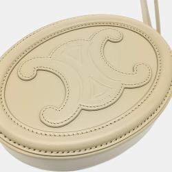Pre Owned Celine Beige Leather Crossbody Oval Pulse