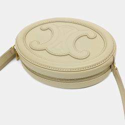 Pre Owned Celine Beige Leather Crossbody Oval Pulse