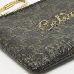 مملوكة مسبقًا Celine Brown Triomphe Coated Canvas Embroidered Coin Purse 