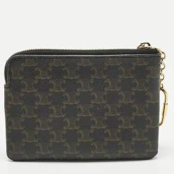 مملوكة مسبقًا Celine Brown Triomphe Coated Canvas Embroidered Coin Purse 