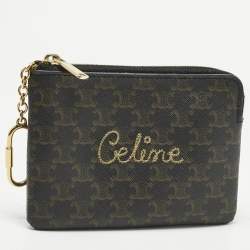 مملوكة مسبقًا Celine Brown Triomphe Coated Canvas Embroidered Coin Purse 