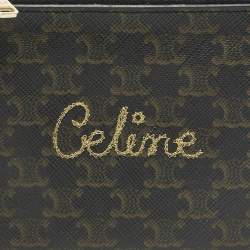 مملوكة مسبقًا Celine Brown Triomphe Coated Canvas Embroidered Coin Purse 