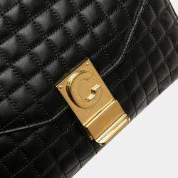 Pre Owned Celine Black Medium Quilted Calfskin C Crossbody