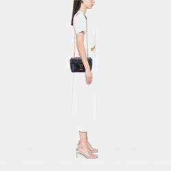 Pre Owned Celine Black Medium Quilted Calfskin C Crossbody