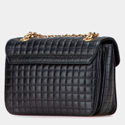 Pre Owned Celine Black Medium Quilted Calfskin C Crossbody