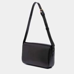 Pre Owned Celine Black Shiny Calfskin Claude Shoulder Bag