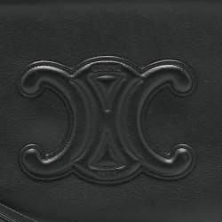 Pre Owned Celine Black Leather Triomphe Wristlet Clutch