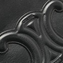 Pre Owned Celine Black Leather Triomphe Wristlet Clutch