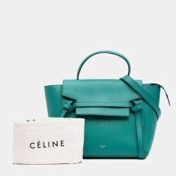 Pre Owned Celine Green Micro Grained Calfskin Belt Bag