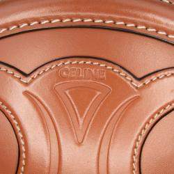 Pre Owned Celine Brown Small Calfskin Cuir Triomphe Oval Crossbody