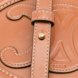 Pre Owned Celine Brown Small Calfskin Cuir Triomphe Oval Crossbody