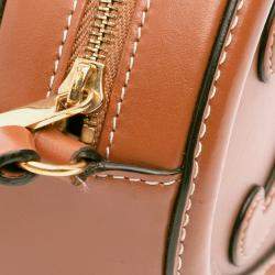 Pre Owned Celine Brown Small Calfskin Cuir Triomphe Oval Crossbody