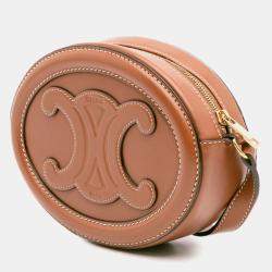 Pre Owned Celine Brown Small Calfskin Cuir Triomphe Oval Crossbody