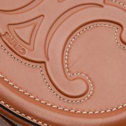 Pre Owned Celine Brown Small Calfskin Cuir Triomphe Oval Crossbody