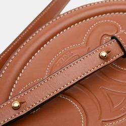 Pre Owned Celine Brown Small Calfskin Cuir Triomphe Oval Crossbody