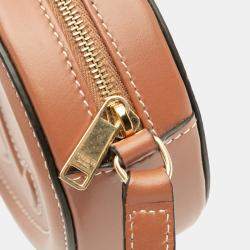 Pre Owned Celine Brown Small Calfskin Cuir Triomphe Oval Crossbody