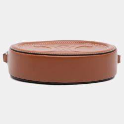 Pre Owned Celine Brown Small Calfskin Cuir Triomphe Oval Crossbody