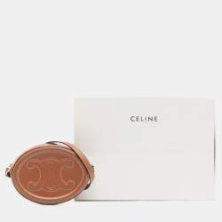 Pre Owned Celine Brown Small Calfskin Cuir Triomphe Oval Crossbody