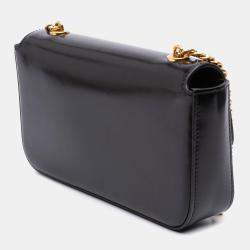 Pre Owned Celine Black Shiny Calfskin Claude Chain Shoulder Bag