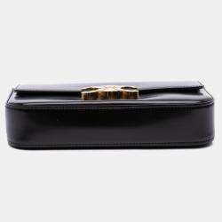 Pre Owned Celine Black Shiny Calfskin Claude Chain Shoulder Bag