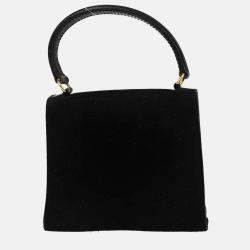 Pre Owned Celine Embossed Black Suede Leather Shoulder Bag