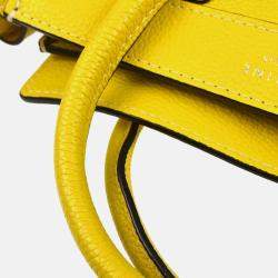 Pre Owned Celine Nano Luggage Yellow Leather Tote Bag