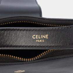 Pre Owned Celine Black Medium Calfskin Triomphe Ava Shoulder Bag
