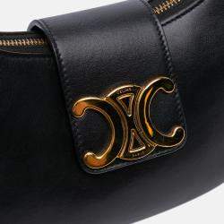 Pre Owned Celine Black Medium Calfskin Triomphe Ava Shoulder Bag