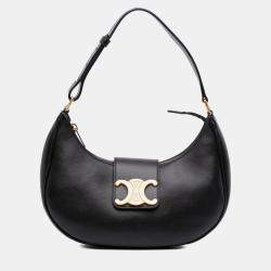 Pre Owned Celine Black Medium Calfskin Triomphe Ava Shoulder Bag