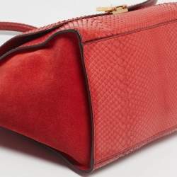 Pre Owned Celine Red Python and Suede Medium Trapeze Bag