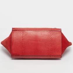 Pre Owned Celine Red Python and Suede Medium Trapeze Bag