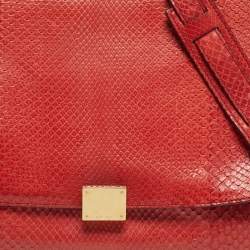 Pre Owned Celine Red Python and Suede Medium Trapeze Bag