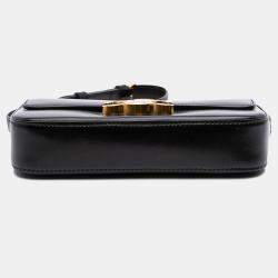Pre Owned Celine Black Shiny Calfskin Claude Shoulder Bag