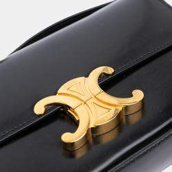 Pre Owned Celine Black Shiny Calfskin Claude Shoulder Bag