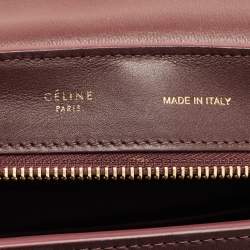 Pre Owned Celine Burgundy/Red Leather and Suede Medium Trapeze Top Handle Bag