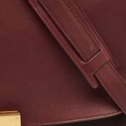 Pre Owned Celine Burgundy/Red Leather and Suede Medium Trapeze Top Handle Bag