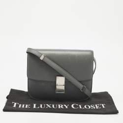 Pre Owned Celine Grey Leather Medium Classic Box Shoulder Bag