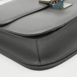 Pre Owned Celine Grey Leather Medium Classic Box Shoulder Bag