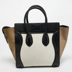 Pre Owned Celine Tricolor Nubuck and Leather Mini Luggage Tote