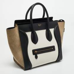 Pre Owned Celine Tricolor Nubuck and Leather Mini Luggage Tote